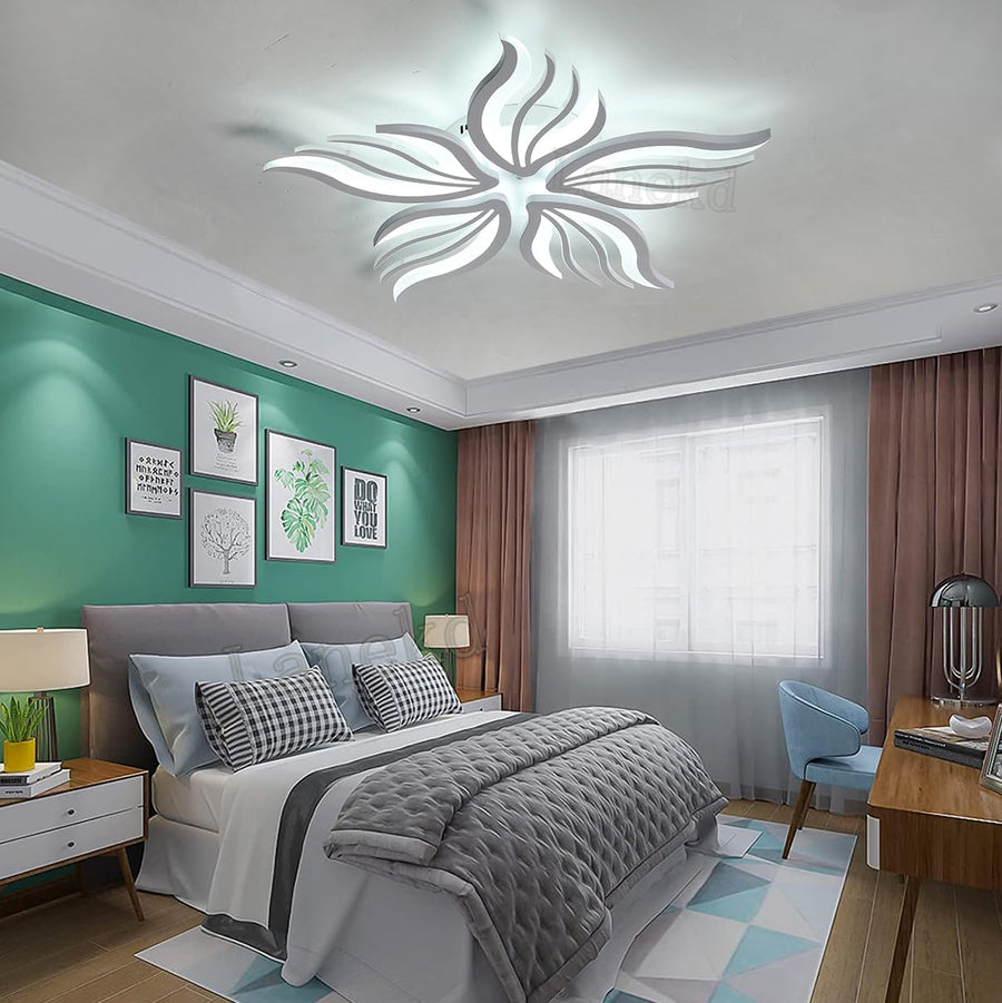 LED lustr s dálkovým ovládáním SAKURA 62W, 5 okvětních lístků, studené/teplé/neutrální světlo, stmívatelné, bílý LED lustr s dálkovým ovládáním Výchozí název Alessandro Design