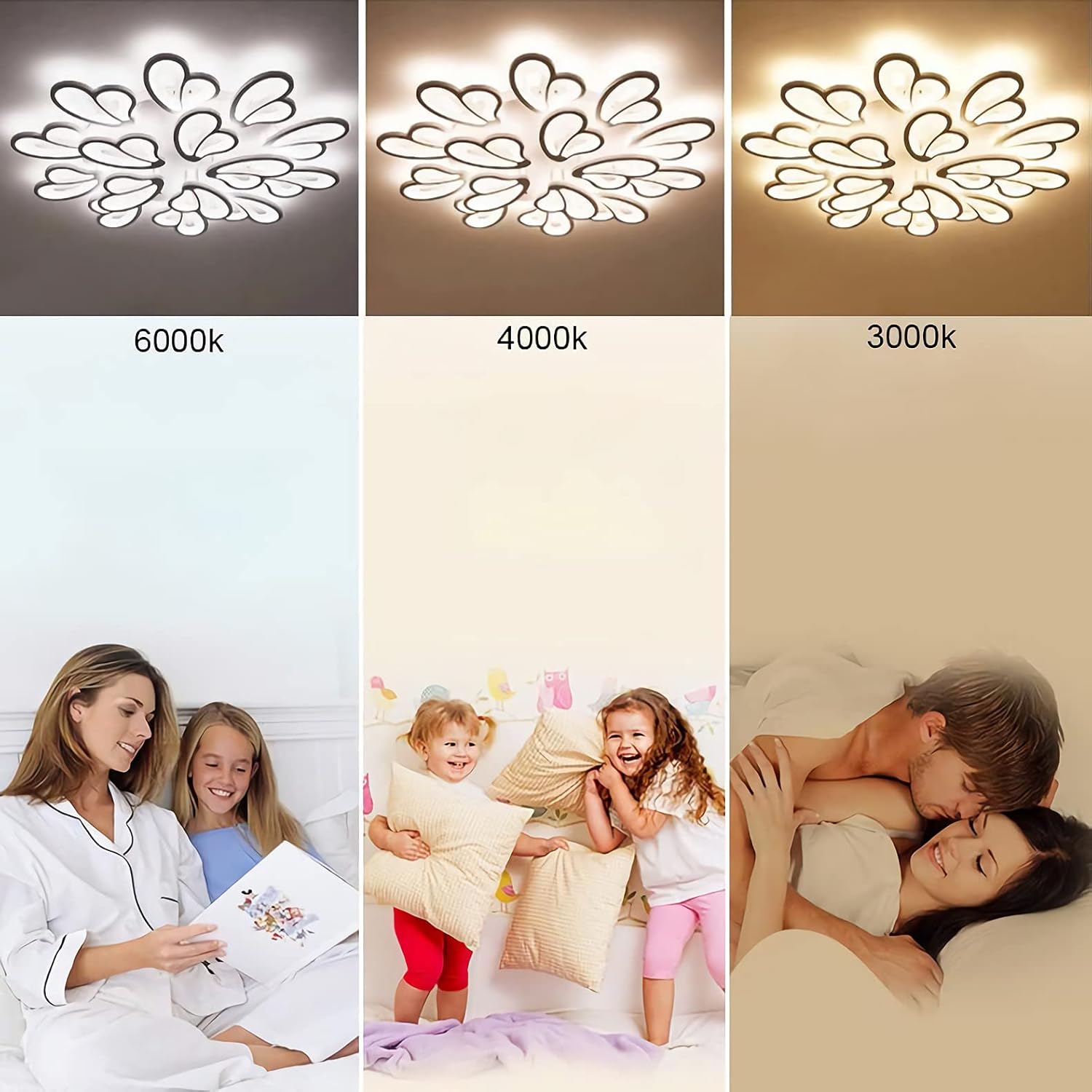 LED lustr s dálkovým ovládáním BLOSSOM 146W, 12 okvětních lístků, studené/teplé/neutrální světlo 3000k/4000k/6000k, stmívatelné, bílý LED lustr s dálkovým ovládáním Výchozí název Alessandro Design