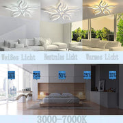 LED lustr s dálkovým ovládáním SAKURA 62W, 5 okvětních lístků, studené/teplé/neutrální světlo, stmívatelné, bílý LED lustr s dálkovým ovládáním Výchozí název Alessandro Design