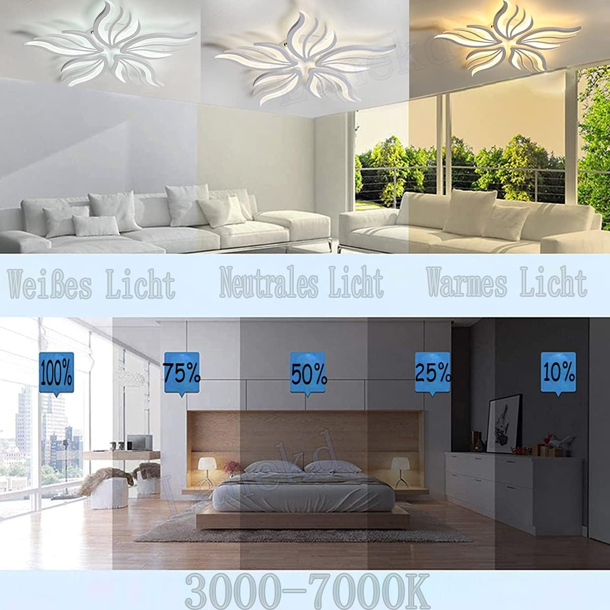 LED lustr s dálkovým ovládáním SAKURA 62W, 5 okvětních lístků, studené/teplé/neutrální světlo, stmívatelné, bílý LED lustr s dálkovým ovládáním Výchozí název Alessandro Design
