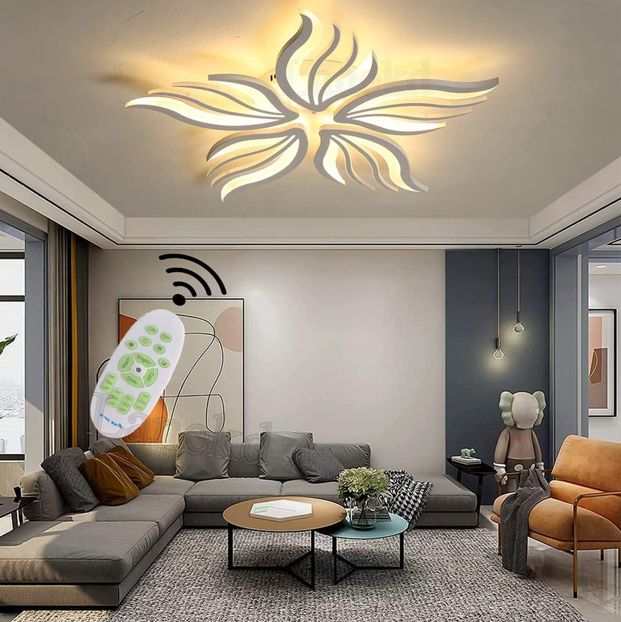 LED lustr s dálkovým ovládáním SAKURA 62W, 5 okvětních lístků, studené/teplé/neutrální světlo, stmívatelné, bílý LED lustr s dálkovým ovládáním Výchozí název Alessandro Design