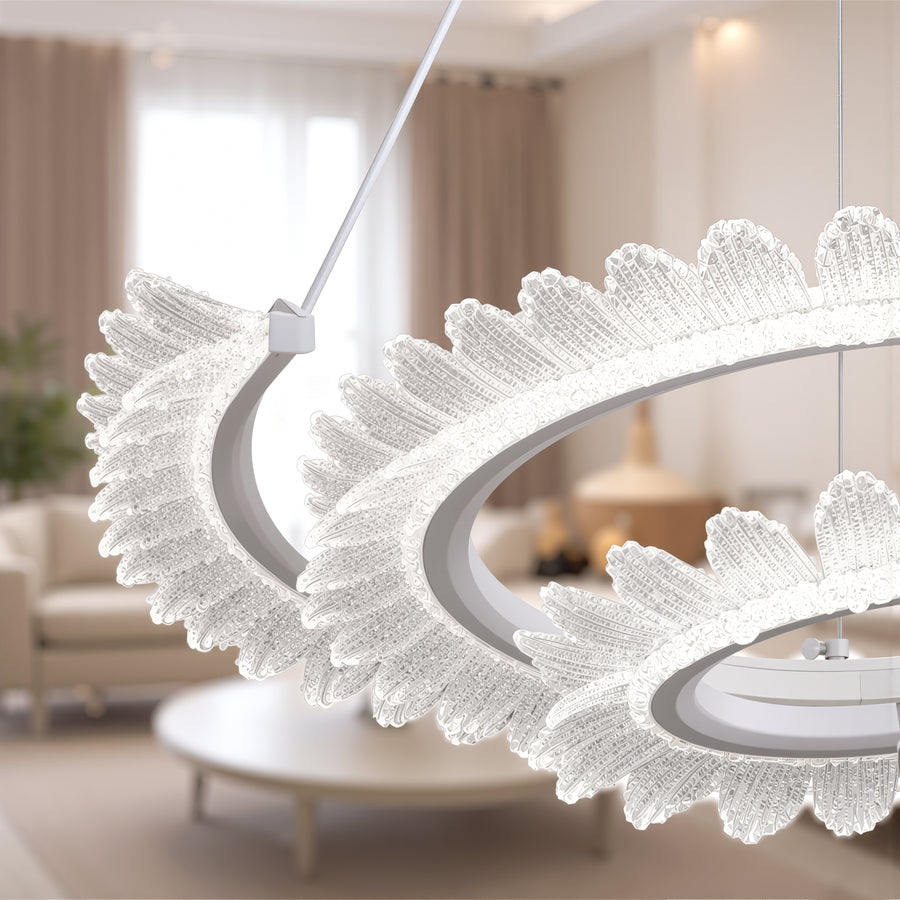 LED lustr s dálkovým ovládáním LT188WH, krystal a kov, 40W, stmívatelný, nastavitelná výška, studené/teplé/neutrální světlo, luxusní osvětlení LED lustry s dálkovým ovládáním Výchozí název Alessandro Design