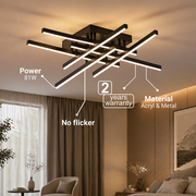 LED lustr s dálkovým ovládáním LINEX, 81W, 6 prvků, lineární, studené/teplé/neutrální světlo, stmívatelné, černé LED lustry s dálkovým ovládáním Výchozí název Alessandro Design