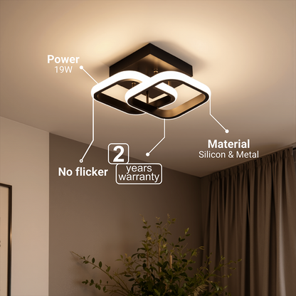 LED lustr VERTEX Matrix překrývající se diamanty, kovové rámy, 24W, 2 diamanty, studené/teplé/neutrální světlo 3000K/4000K/6000K, černý, kov a silikonový LED lustr Výchozí název Alessandro Design