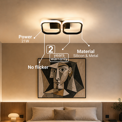 LED lustr VERTEX 21W, 2 čtvercové, lineární, studené/teplé/neutrální světlo, černé LED lustry Výchozí název Alessandro Design