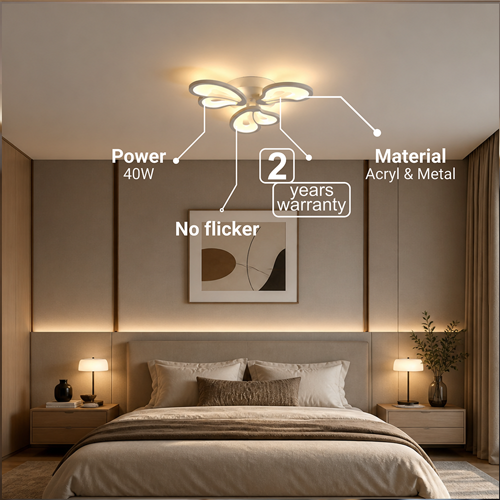 LED lustr s dálkovým ovládáním BLOSSOM 40W, 3 okvětní lístky, studené/teplé/neutrální světlo, stmívatelné, bílý LED lustr s dálkovým ovládáním Výchozí název Alessandro Design