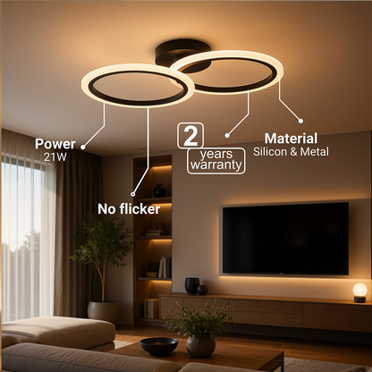 LED lustr s dálkovým ovládáním BETTY 27W, 2 kruhy, studené/teplé/neutrální světlo, stmívatelné, černé LED lustry s dálkovým ovládáním Výchozí název Alessandro Design