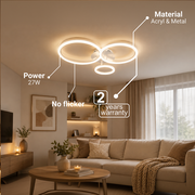 LED lustr s dálkovým ovládáním BETTY 40W, 3 kruhy, studené/teplé/neutrální světlo, stmívatelné, bílé, kovové a akrylové LED lustry s dálkovým ovládáním Výchozí název Alessandro Design