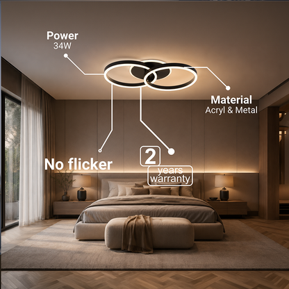 LED lustr s dálkovým ovládáním RIGA LILITH 34W, 2 kruhy, studené/teplé/neutrální světlo, stmívatelné, černé LED lustry s dálkovým ovládáním Výchozí název Alessandro Design