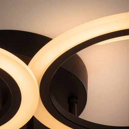 LED lustr s dálkovým ovládáním BETTY 82W, 6 kruhů, studené/teplé/neutrální světlo, stmívatelné, černé LED lustry s dálkovým ovládáním Výchozí název Alessandro Design