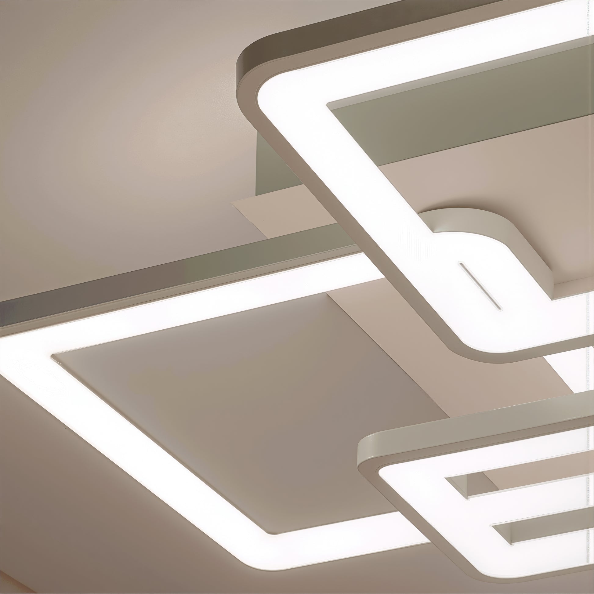 LED lustr s dálkovým ovládáním ELLA 119W, 6 čtverců, studené/teplé/neutrální světlo, stmívatelné, bílý LED lustr s dálkovým ovládáním Výchozí název Alessandro Design