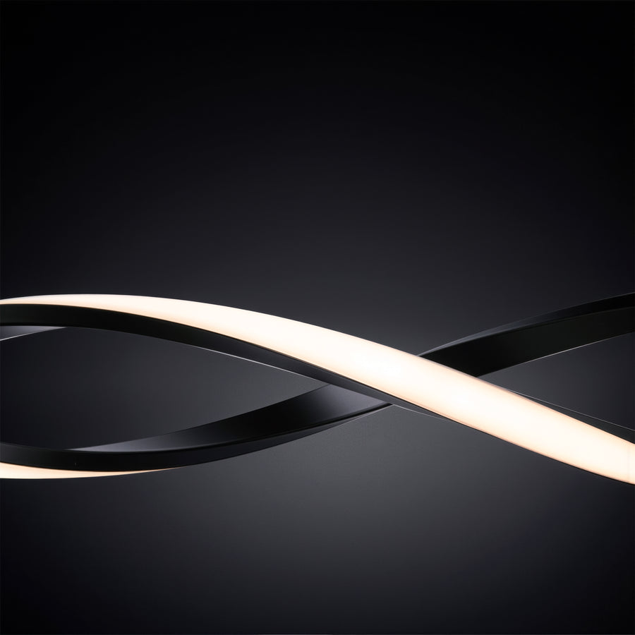 Závěsný LED lustr s dálkovým ovládáním, FLUX, 27W, 116cm, studené/teplé/neutrální světlo 3000K/4000K/6000K, stmívatelný, černý, nastavitelná výška, kovové a silikonové moderní lustry Výchozí název Design Alessandro