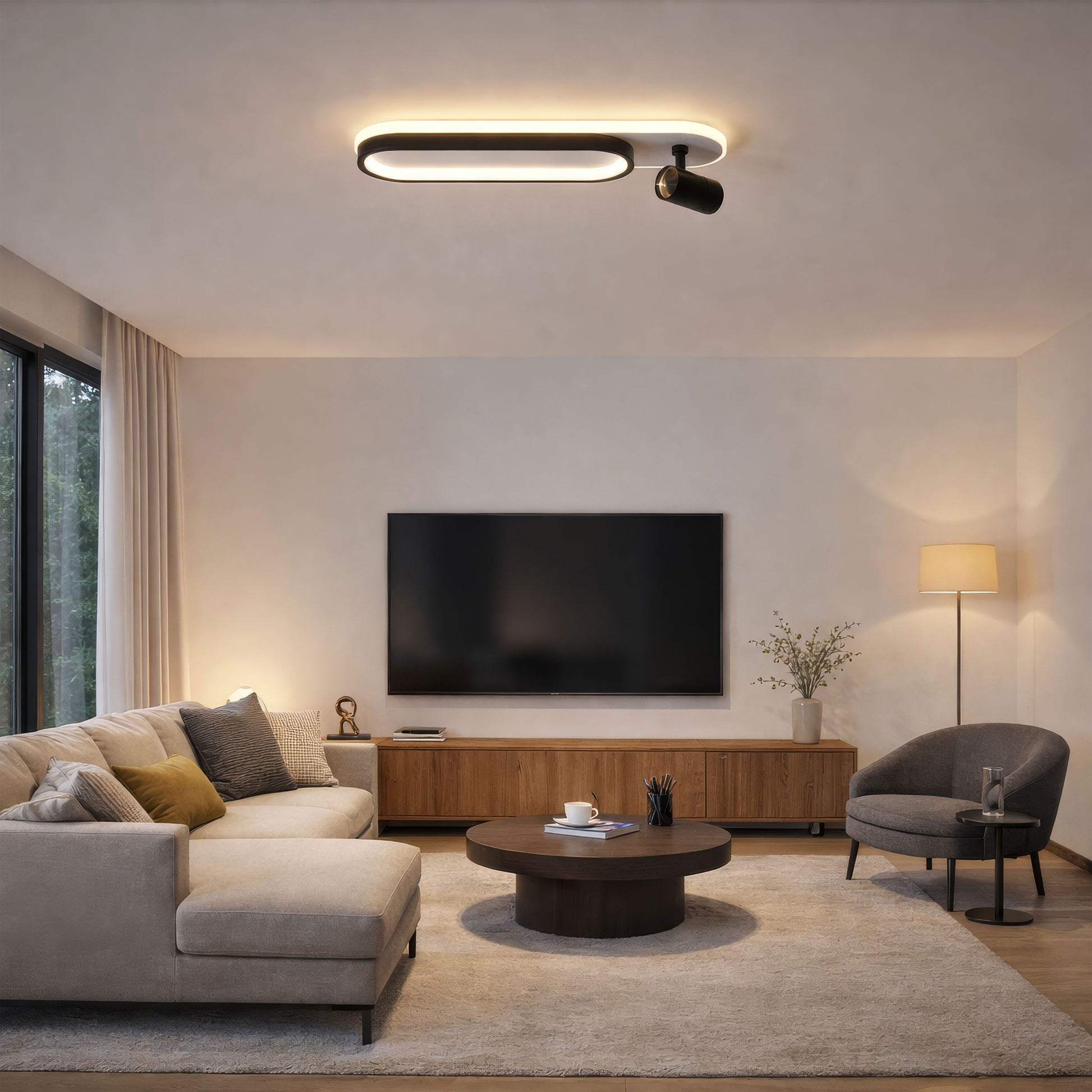 LED lustr s nastavitelným projektorem FISSO Camilla 49W, světlo 3000/4000/6000k, černé LED lustry Výchozí název Alessandro Design