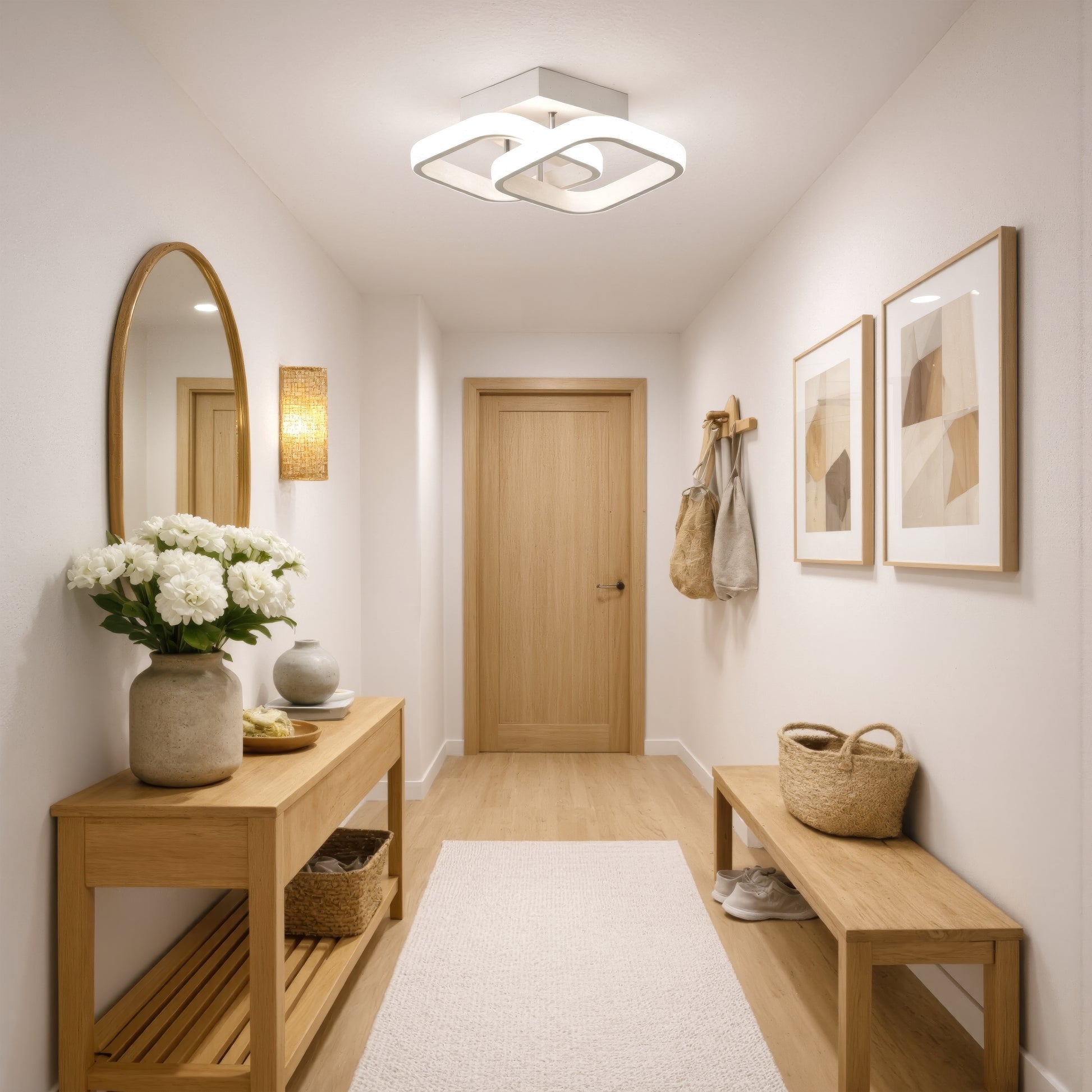 Matrix LED lustr VERTEX, překrývající se diamanty, kovové rámy, 24W, 2 diamanty, studené/teplé/neutrální světlo 3000K/4000K/6000K, bílé LED lustry Výchozí název Alessandro Design