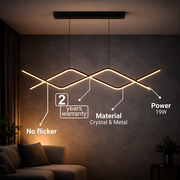 Závěsný LED lustr s dálkovým ovládáním ZIGZAG 27W, studené/teplé/neutrální světlo, stmívatelné, černé, výškově nastavitelné LED lustry s dálkovým ovládáním Výchozí název Alessandro Design