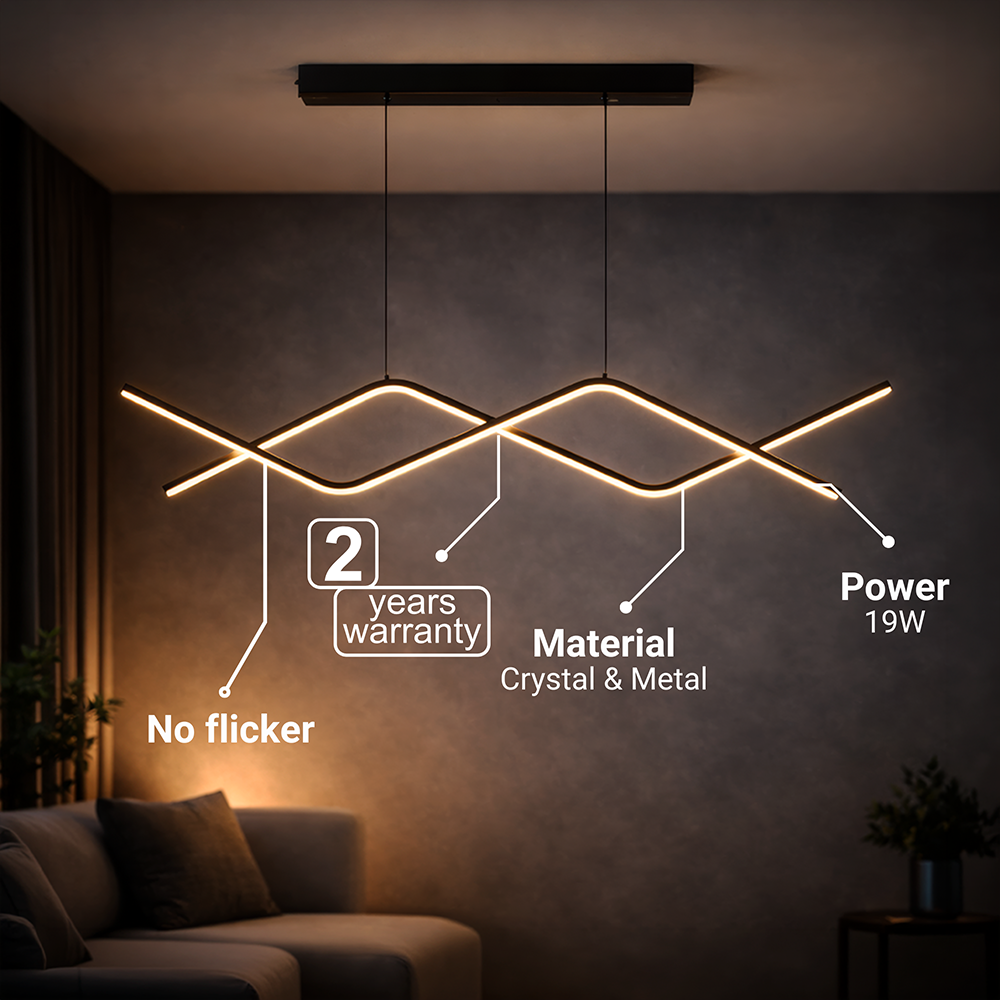 Závěsný LED lustr s dálkovým ovládáním ZIGZAG 27W, studené/teplé/neutrální světlo, stmívatelné, černé, výškově nastavitelné LED lustry s dálkovým ovládáním Výchozí název Alessandro Design