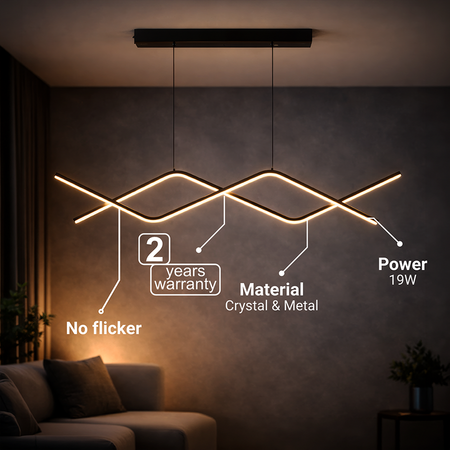 Závěsný LED lustr s dálkovým ovládáním ZIGZAG 27W, studené/teplé/neutrální světlo, stmívatelné, černé, výškově nastavitelné LED lustry s dálkovým ovládáním Výchozí název Alessandro Design
