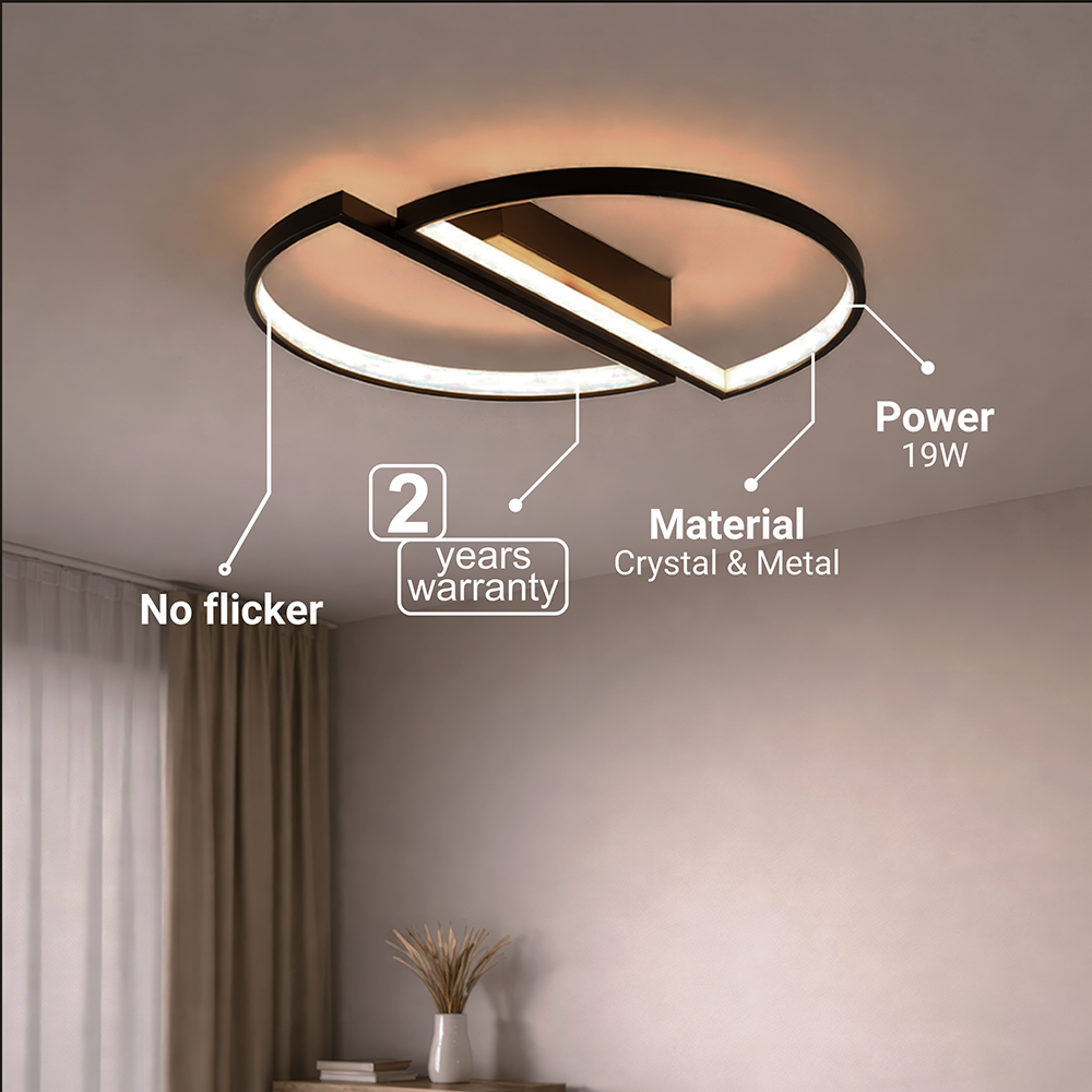LED lustr s dálkovým ovládáním VECTOR ARCUS 52W, 2 Elements, Studené/Teplé/Neutrální světlo, Stmívatelné, Černé LED lustry s dálkovým ovládáním Výchozí název Alessandro Design