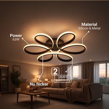 LED lustr s dálkovým ovládáním HELIX 63W, studené/teplé/neutrální světlo, stmívatelné, černé LED lustry s dálkovým ovládáním Výchozí název Alessandro Design