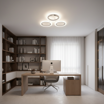 VELKÝ LED lustr 27W, 3 kruhy, neutrální světlo, bílý