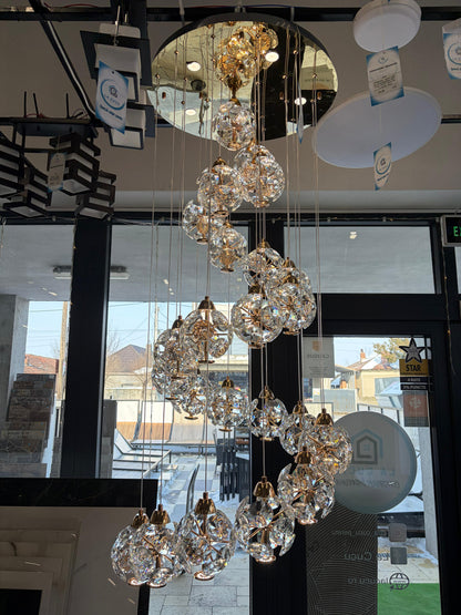 Křišťálový LED lustr KILKENNY Culmino, 144W, neutrální světlo, průměr 60cm, zlaté moderní lustry Výchozí název Alessandro Design