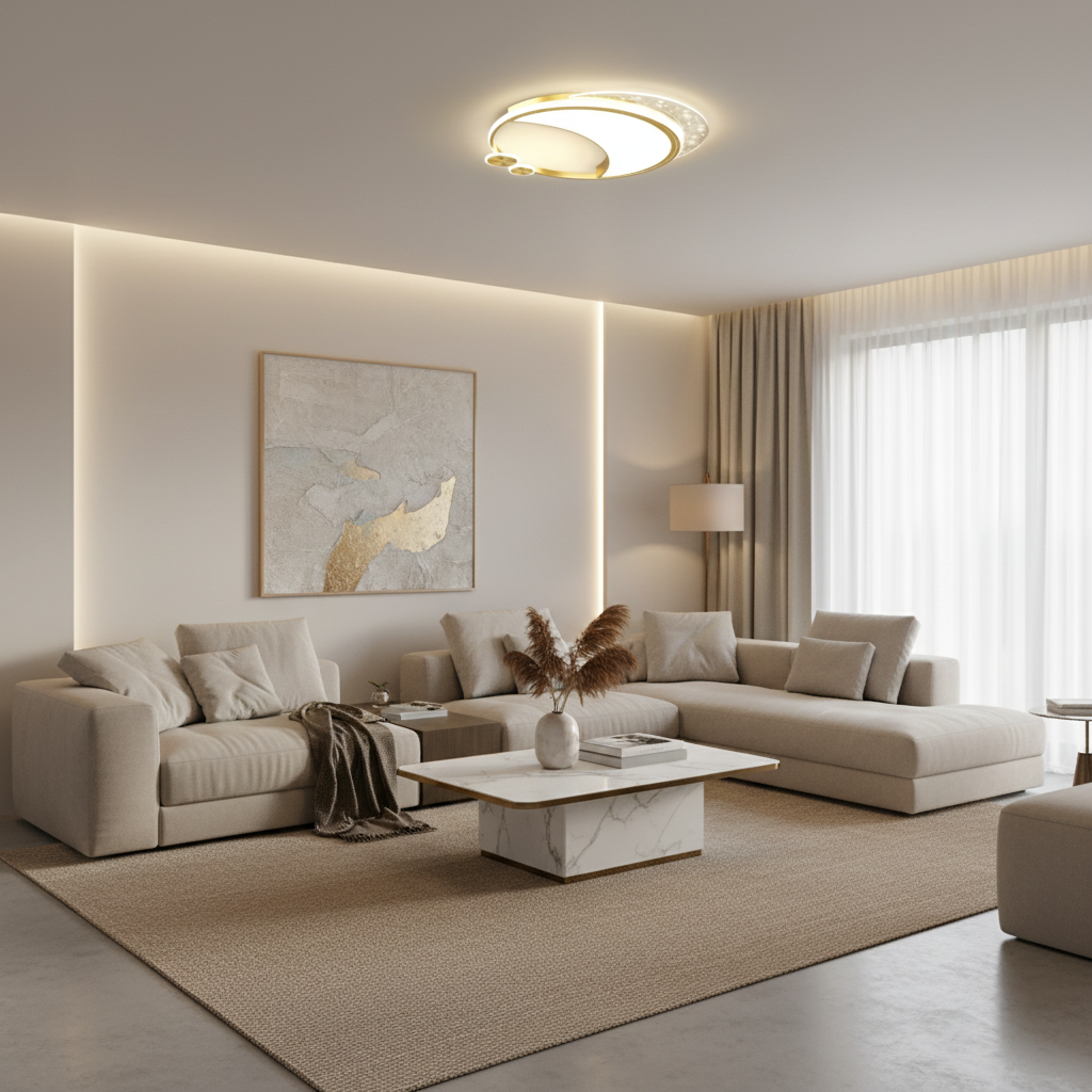 Marco LED lustr s dálkovým ovládáním, 76W, stmívatelný, zlatý, kov, akryl a sklo, 3000K/4000K/6000K LED lustry s dálkovým ovládáním Výchozí název Alessandro Design