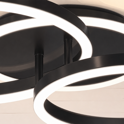 LED lustr s dálkovým ovládáním RINOVA 66W, 2 kruhy, studené/teplé/neutrální světlo, stmívatelné, černé LED lustry s dálkovým ovládáním Výchozí název Alessandro Design