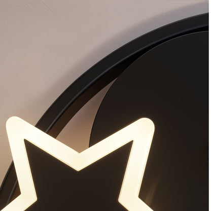 LED lustr s dálkovým ovládáním ALYONA 44W, Měsíc a hvězda, Studené/Teplé/Neutrální světlo, Stmívatelné, Černý LED lustr s dálkovým ovládáním Výchozí název Alessandro Design