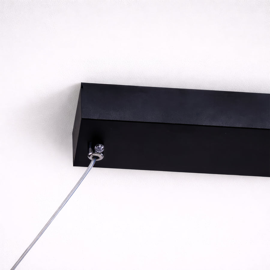 Závěsný LED lustr s dálkovým ovládáním, FLUX, 27W, 116cm, studené/teplé/neutrální světlo 3000K/4000K/6000K, stmívatelný, černý, nastavitelná výška, kovové a silikonové moderní lustry Výchozí název Design Alessandro