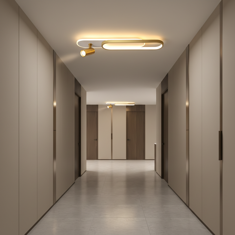 Lustra LED cu Proiector Reglabil FISSO Camilla, 48W, lumina Rece/Calda/Neutra 3000K/4000K/6000K, Auriu Lucios, Metal si Acril Lustre LED Default Title Alessandro Design