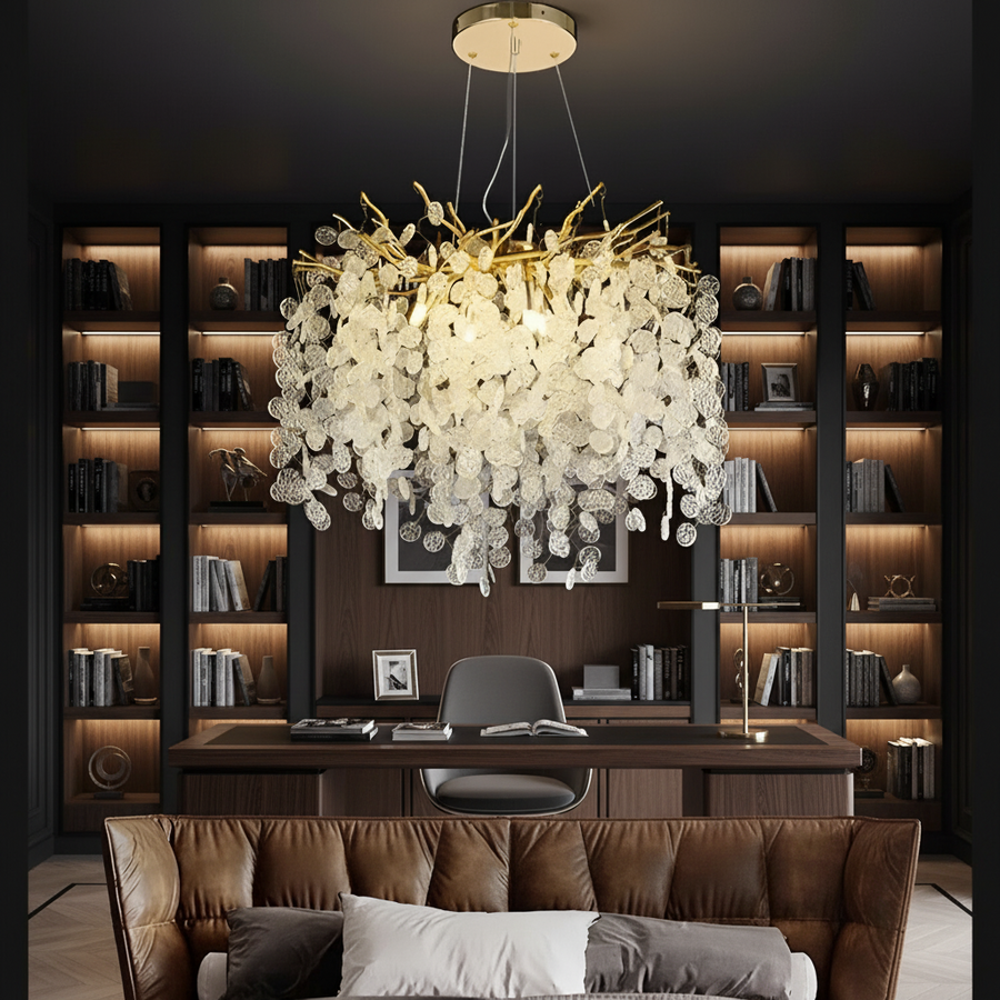 Křišťálový lustr WALTZ Serenáda, 6xG9, zlatý, 40 cm, Nastavitelná výška Křišťálové lustry Výchozí název Alessandro Design
