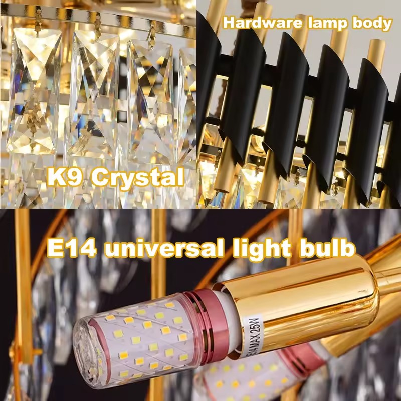Křišťálový lustr VERSAILLES Eleganza 8x E14, 48 cm, lesklá zlatá a černá, nastavitelná výška Křišťálové lustry Výchozí název Alessandro Design