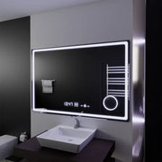 Obdélníkové LED zrcadlo, 120x80cm, Souverain MotionGlow Marcello, Systém odmlžování, Hodiny a teploměr, Kosmetická lupa, Stmívatelné Marcello Zrcadla Výchozí název Alessandro Design