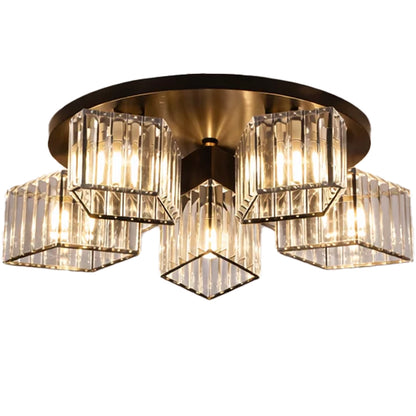Lustra Clasica Moderna Sasha, LC117/5BK, 5x E27, Metal si Cristal, Negru, Abajur Lustre Clasice Default Title Alessandro Design