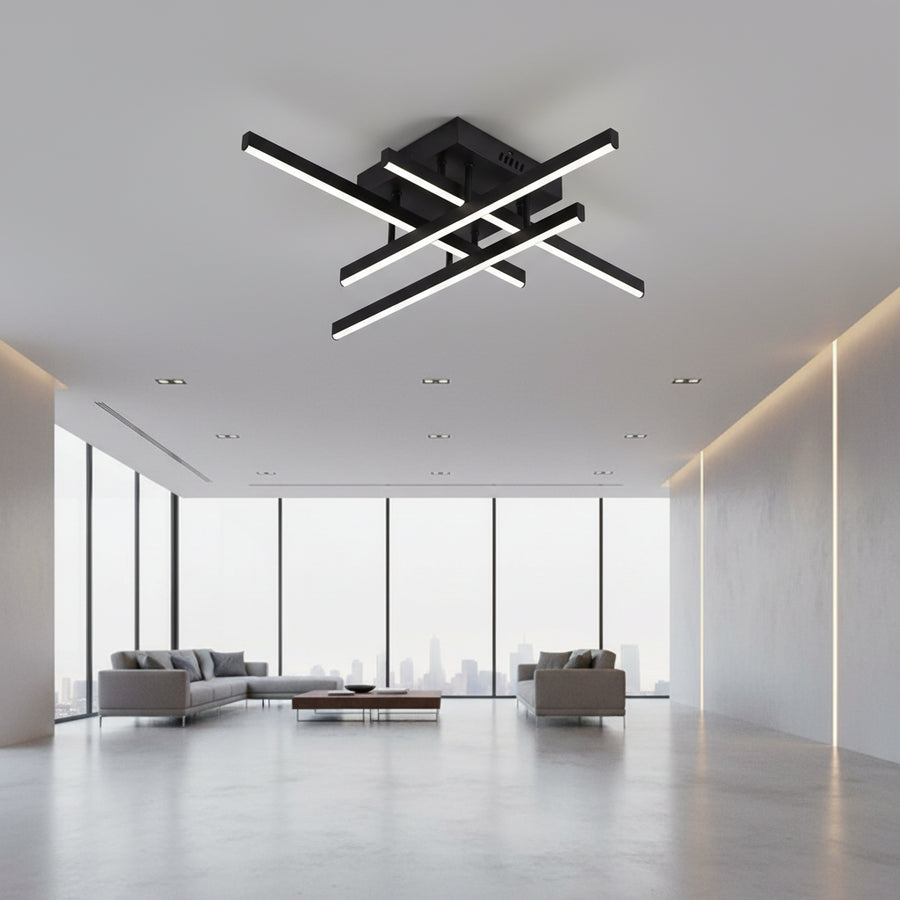 LED lustr s dálkovým ovládáním LINEX, 52W, 4 prvky, lineární, studené/teplé/neutrální světlo, stmívatelné, černé LED lustry s dálkovým ovládáním Výchozí název Alessandro Design