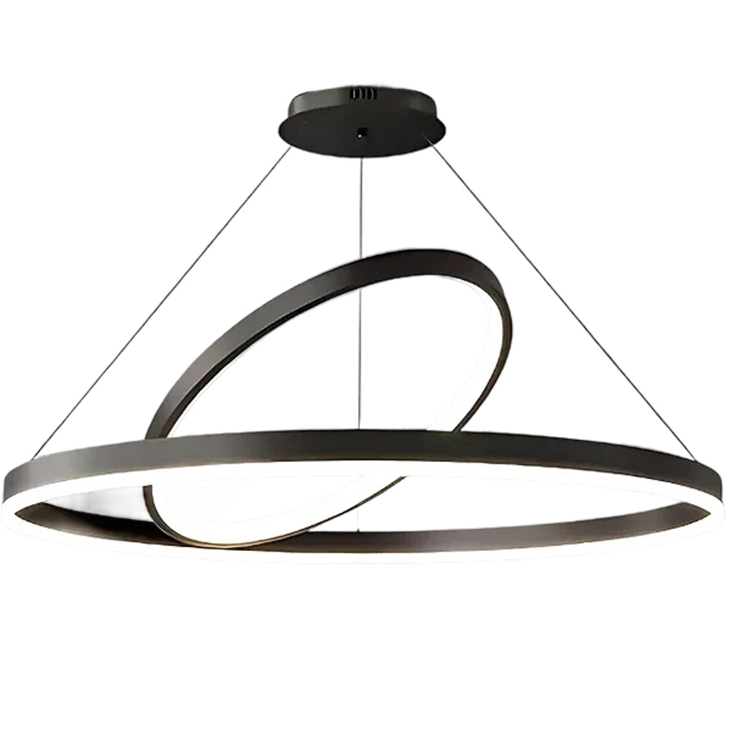 LED závěsný lustr PAGANO 47W, 3000K, 2 kruhy, černý, nastavitelná výška Moderní lustry Výchozí název Alessandro Design