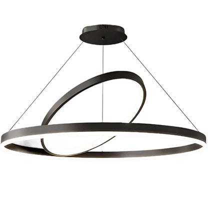 LED závěsný lustr PAGANO 47W, 3000K, 2 kruhy, černý, nastavitelná výška Moderní lustry Výchozí název Alessandro Design