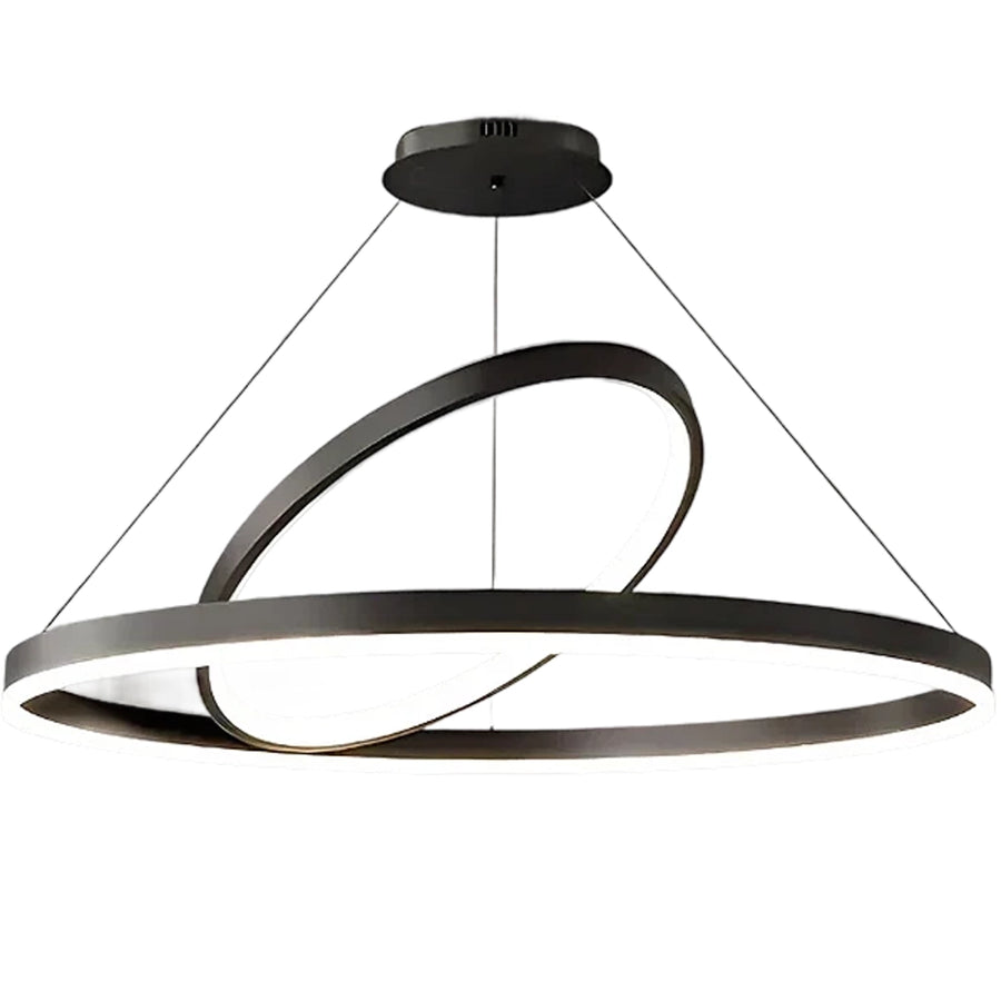 LED závěsný lustr PAGANO 47W, 3000K, 2 kruhy, černý, nastavitelná výška Moderní lustry Výchozí název Alessandro Design