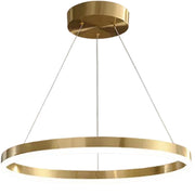Závěsný LED lustr, ANINA, 34W, 1 kruh, Průměr 50 cm, Studené/Teplé/Neutrální světlo 3000K/4000K/6000K, Stmívatelné, Lesklá zlatá bílá, Nastavitelná výška, Kovové a akrylové LED lustry s dálkovým ovládáním Výchozí název Alessandro Design