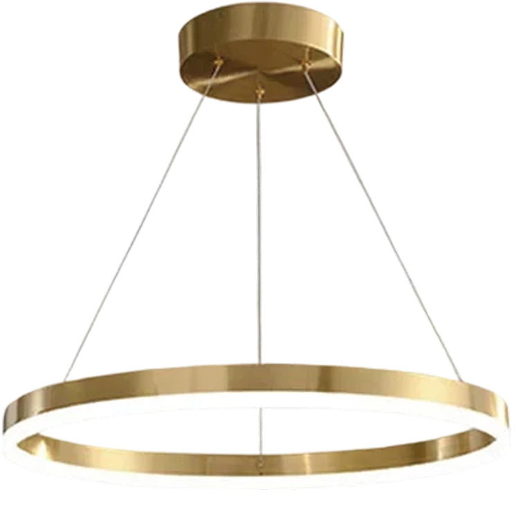 Závěsný LED lustr, ANINA, 34W, 1 kruh, Průměr 50 cm, Studené/Teplé/Neutrální světlo 3000K/4000K/6000K, Stmívatelné, Lesklá zlatá bílá, Nastavitelná výška, Kovové a akrylové LED lustry s dálkovým ovládáním Výchozí název Alessandro Design