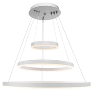Závěsný LED lustr s dálkovým ovládáním SERENA 85W, 60cm, 3 kruhy, studené/teplé/neutrální světlo, stmívatelný, bílý, výškově nastavitelný LED lustr s dálkovým ovládáním Výchozí název Alessandro Design