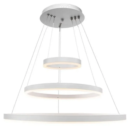 Závěsný LED lustr s dálkovým ovládáním SERENA 85W, 60cm, 3 kruhy, studené/teplé/neutrální světlo, stmívatelný, bílý, výškově nastavitelný LED lustr s dálkovým ovládáním Výchozí název Alessandro Design