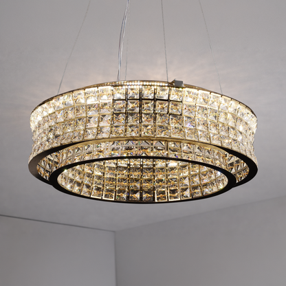 Lustra LED cu Telecomanda,LLC160/500GD, Cristal si Metal, 54W, Dimabila, Inaltime Reglabila, Lumina Rece/Calda/Neutra, Iluminat Luxos Lustre LED cu Telecomanda Default Title Alessandro Design