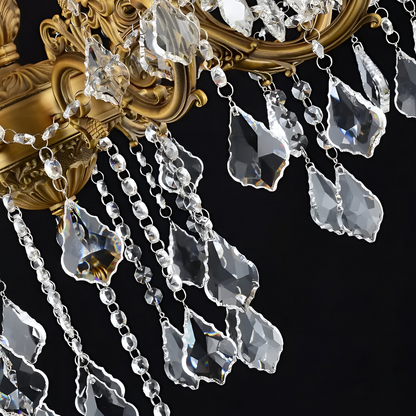 SANSSOUCI Royal Lustr 12xE14 Kov a Crystal Nastavitelná výška Starožitná mosaz Klasické lustry Výchozí název Alessandro Design