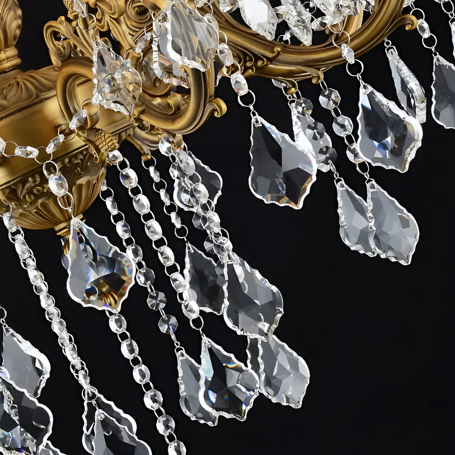 SANSSOUCI Royal Lustr 12xE14 Kov a Crystal Nastavitelná výška Starožitná mosaz Klasické lustry Výchozí název Alessandro Design