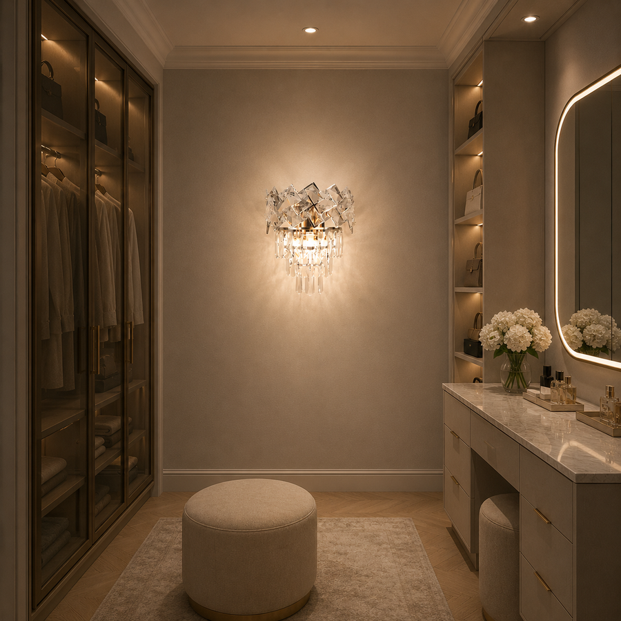 Křišťálové nástěnné svítidlo WINDSOR, 2x E14, lesklý chrom