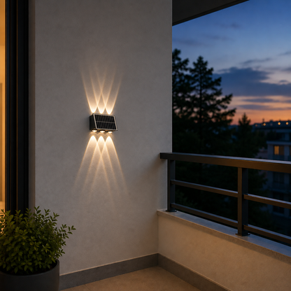 Exteriérové ​​nástěnné LED svítidlo Solaris, 6 světelných zdrojů, teplé světlo, černá