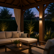 Exteriérové ​​nástěnné LED svítidlo Solaris, 6 světelných zdrojů, teplé světlo, černá
