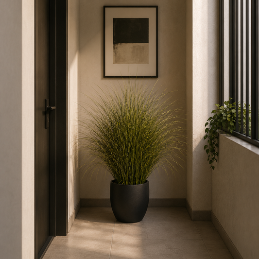 Planta Artificială Iarbă Ornamentală, 75 cm, cu Frunze Vărgate, Verde, Fara Ghiveci
