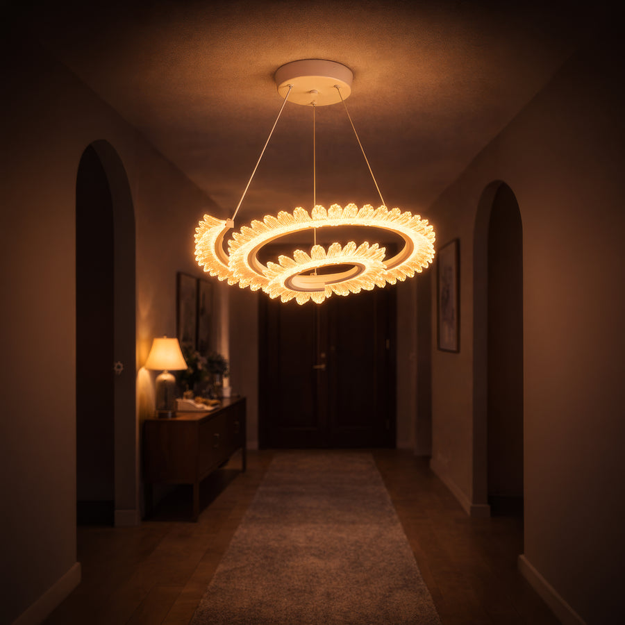 LED lustr s dálkovým ovládáním LT188WH, krystal a kov, 40W, stmívatelný, nastavitelná výška, studené/teplé/neutrální světlo, luxusní osvětlení LED lustry s dálkovým ovládáním Výchozí název Alessandro Design